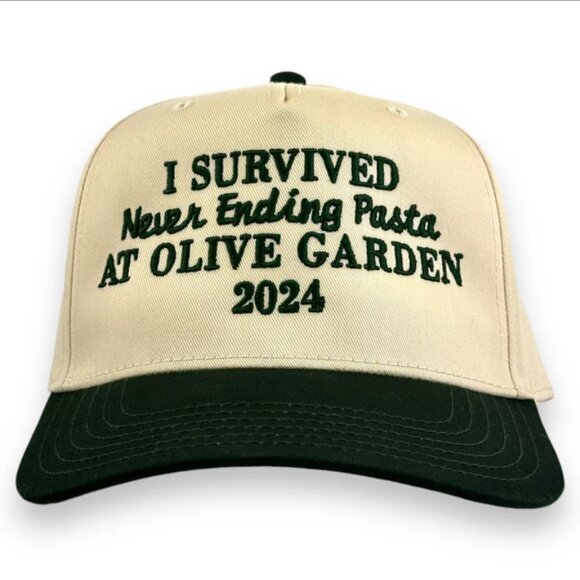 Other - I Survived Never Ending Pasta Hat Olive Garden 2024 Funny Cap Beige Green hat